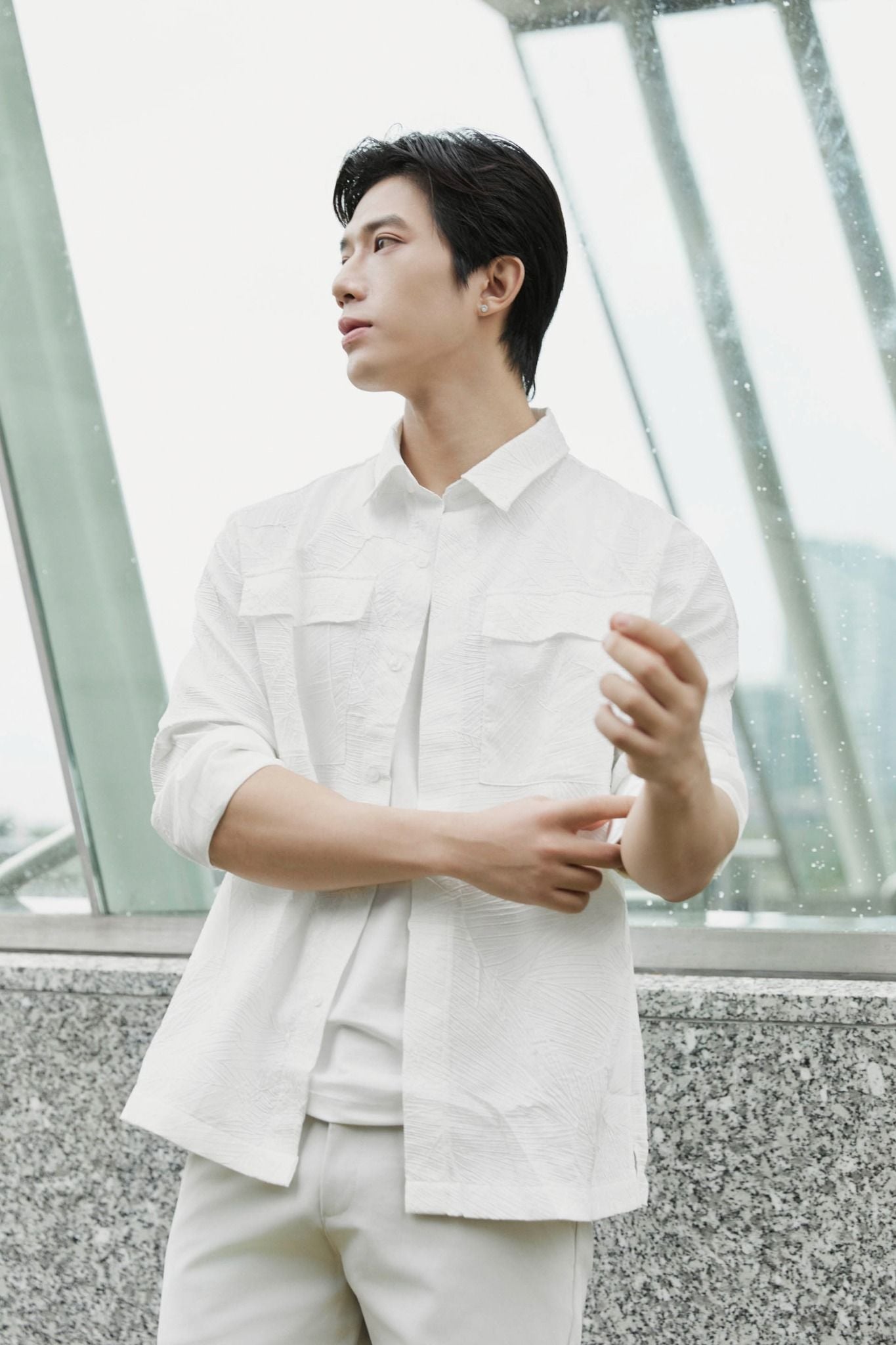 Áo Sơ Mi Relaxed Snap Line Pattern