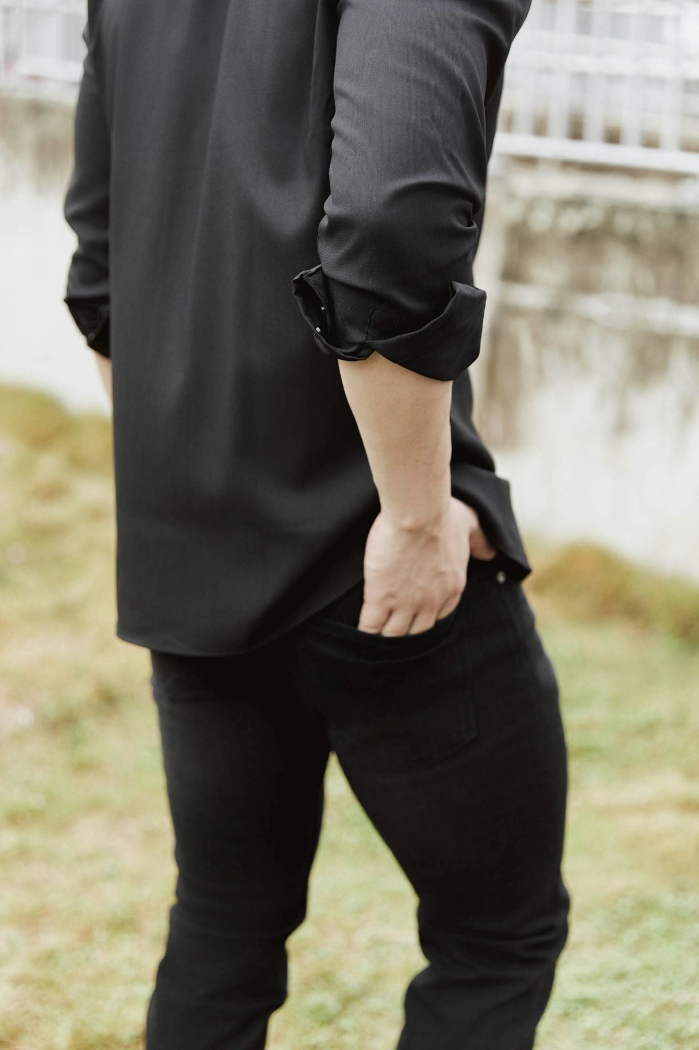 Quần Jean Rayon Slim Gray Black V3