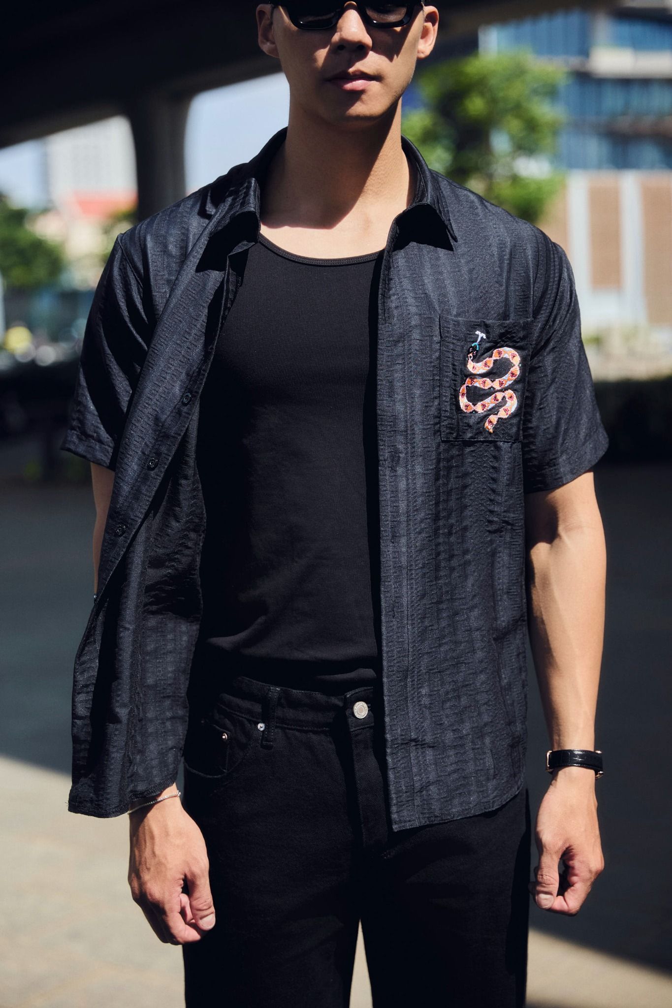 Áo Sơ Mi Layering Black VS