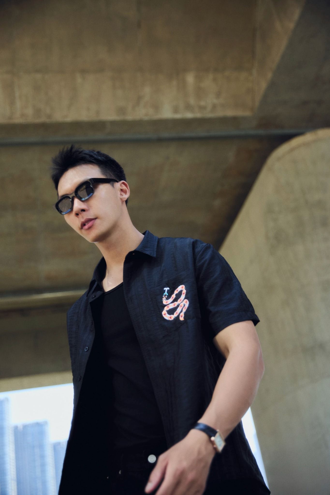 Áo Sơ Mi Layering Black VS