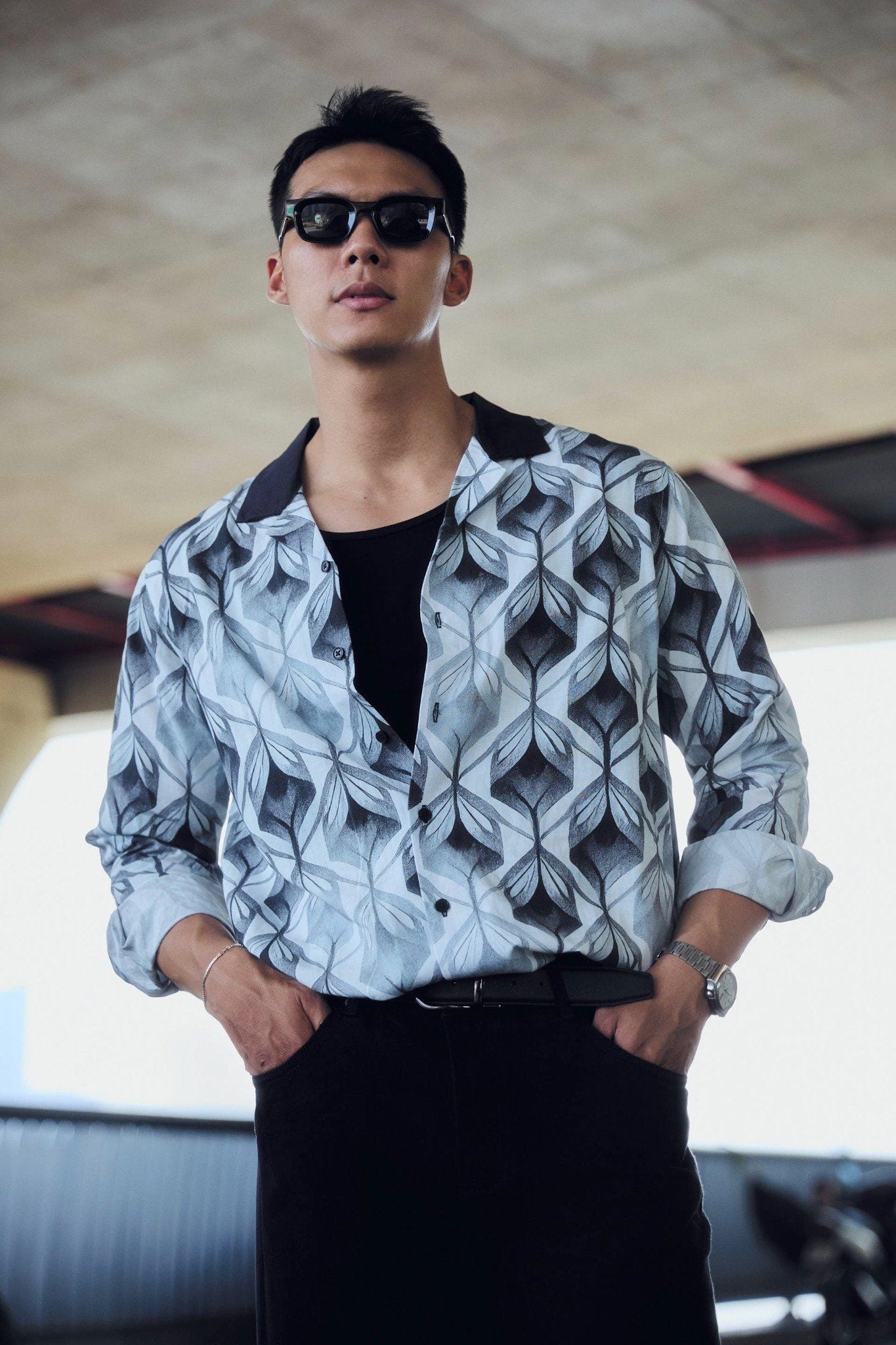 Áo Sơ Mi Cuban Diamond Effect Tropical