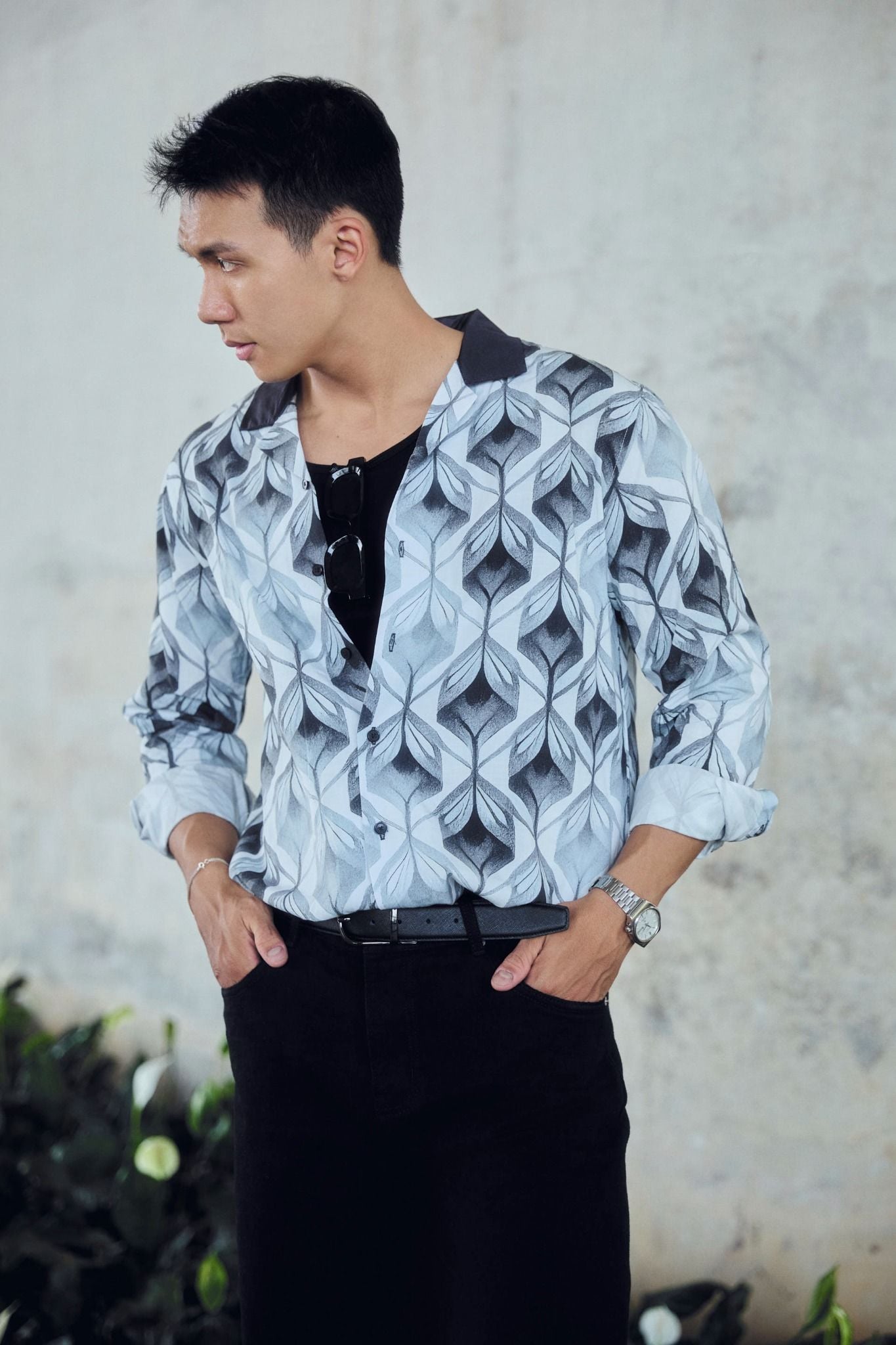 Áo Sơ Mi Cuban Diamond Effect Tropical