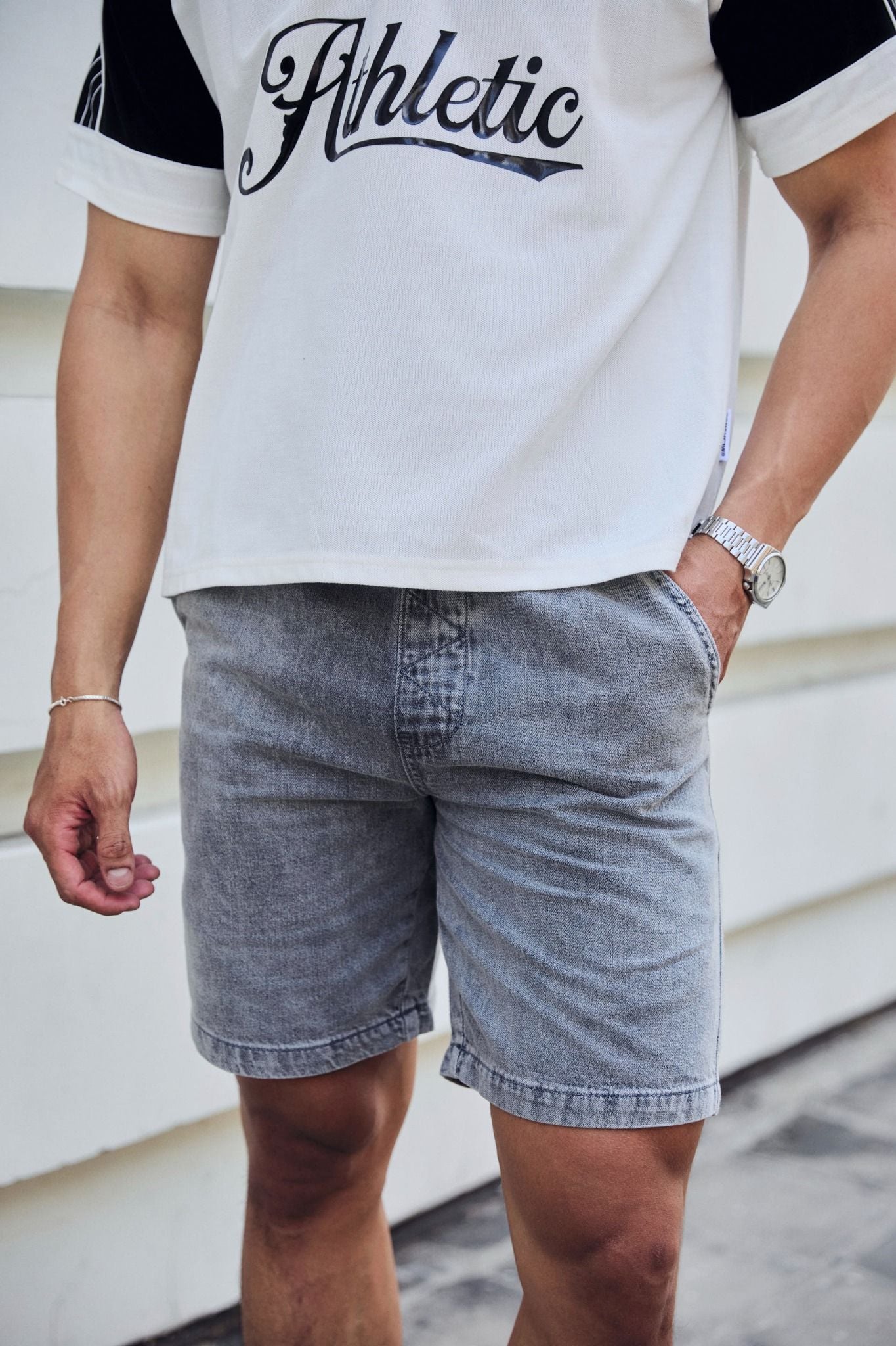 Quần Short Denim White String