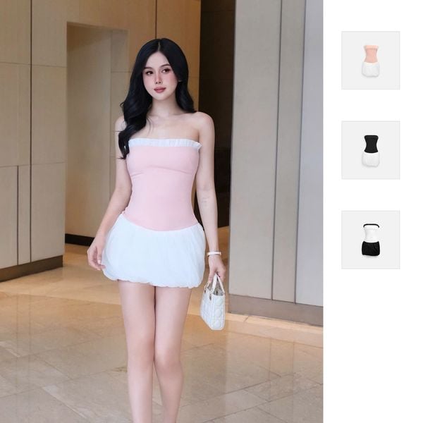 Đầm Ngắn Strapless Ruffled Hem – SomeHow