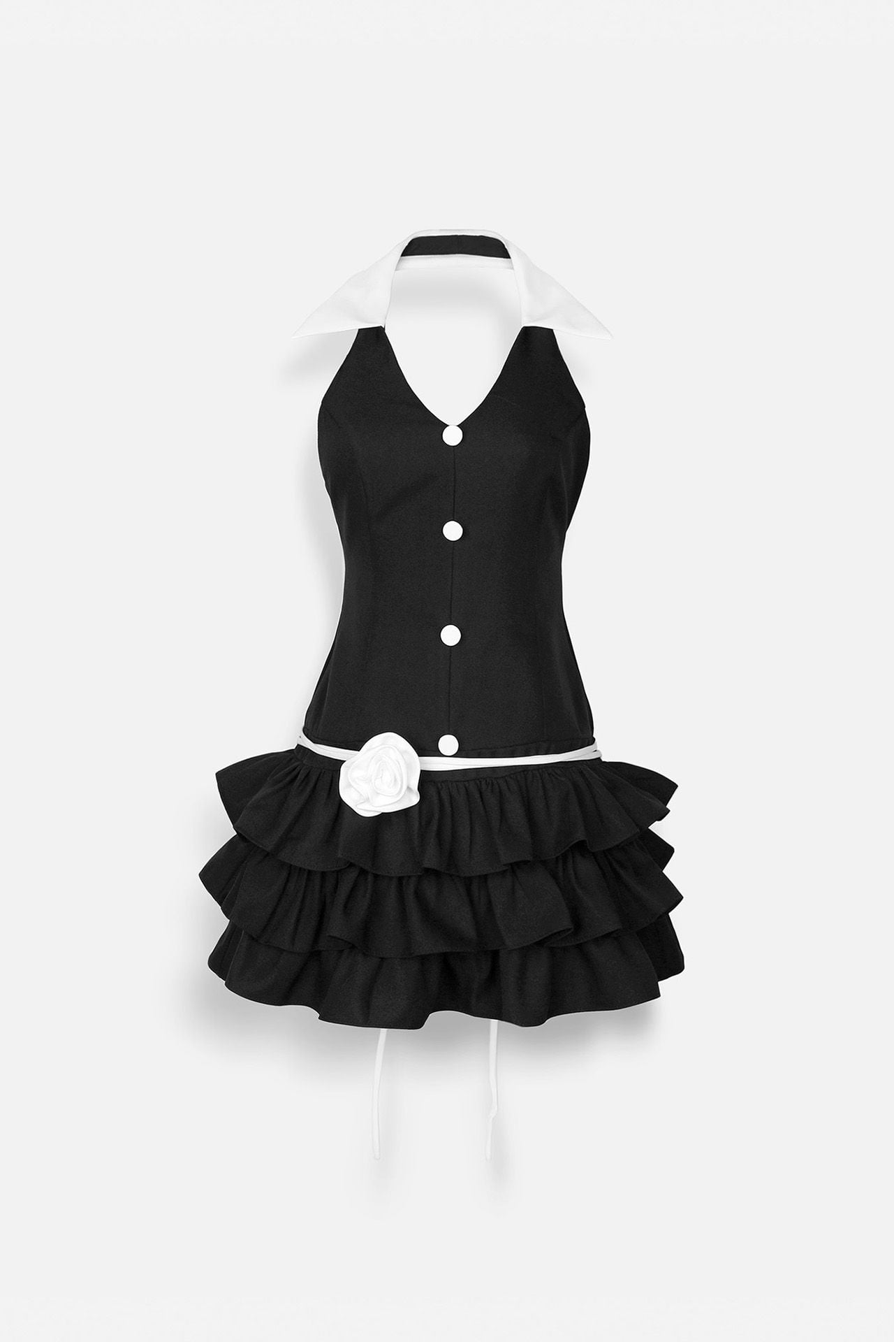 Đầm Ngắn Halter Collar Pleatshort