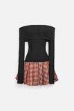 Đầm Ngắn OffShoul The Checked Skirt