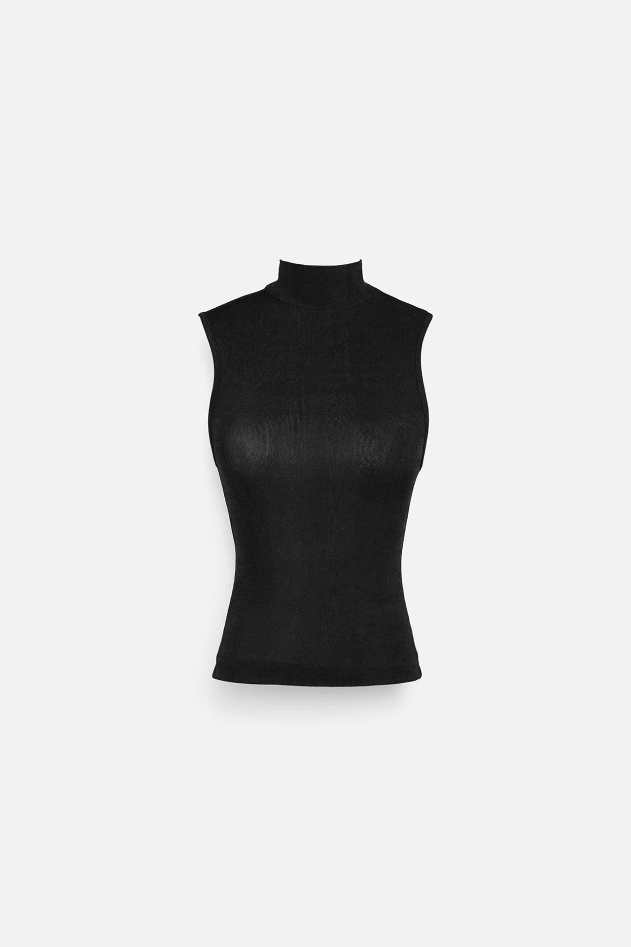 Áo Highneck Sleeveless Black Red