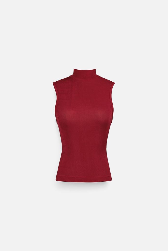  Áo Highneck Sleeveless Black Red 