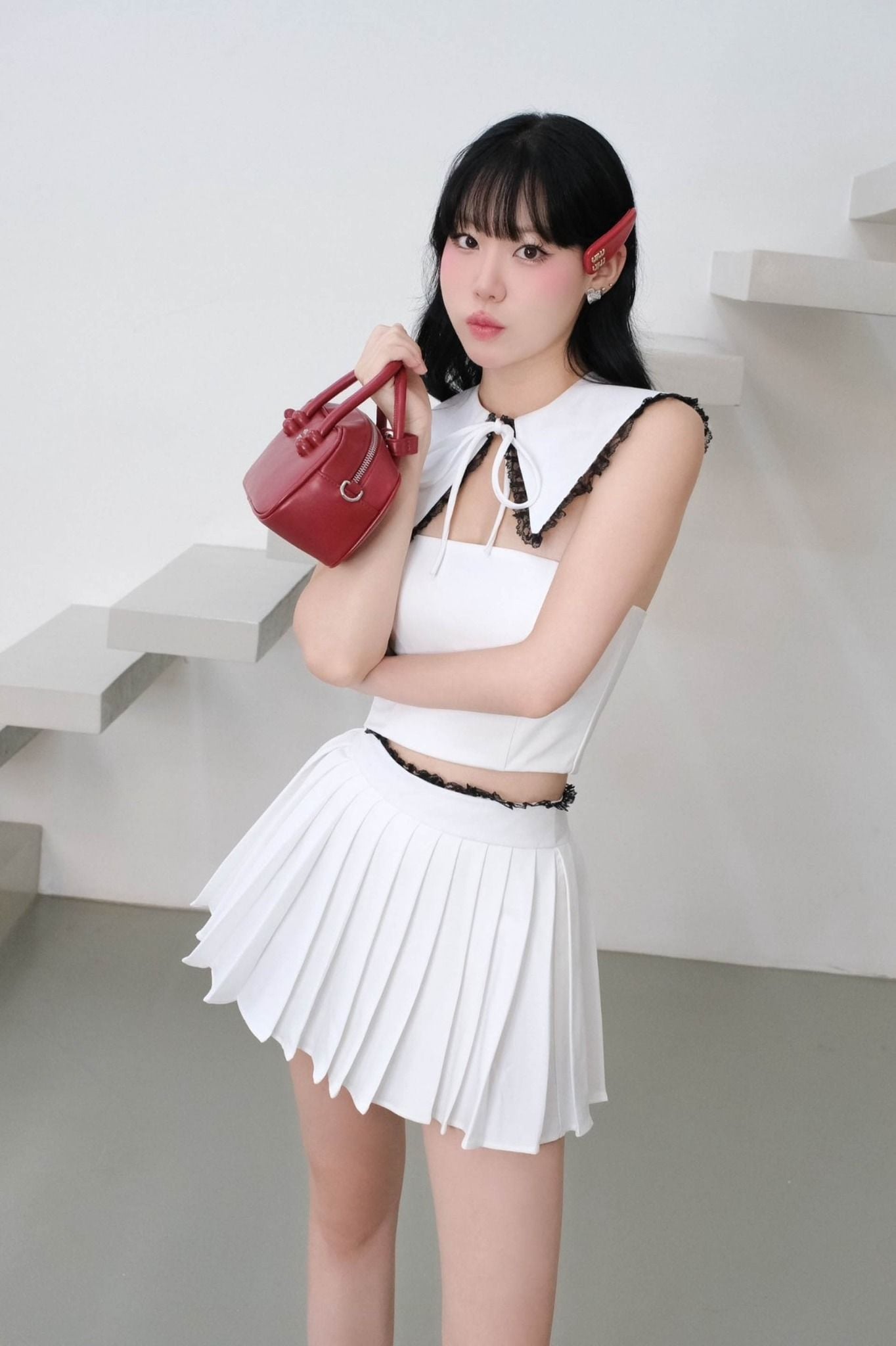 Set Tube Crop Pleat 3 Pieces