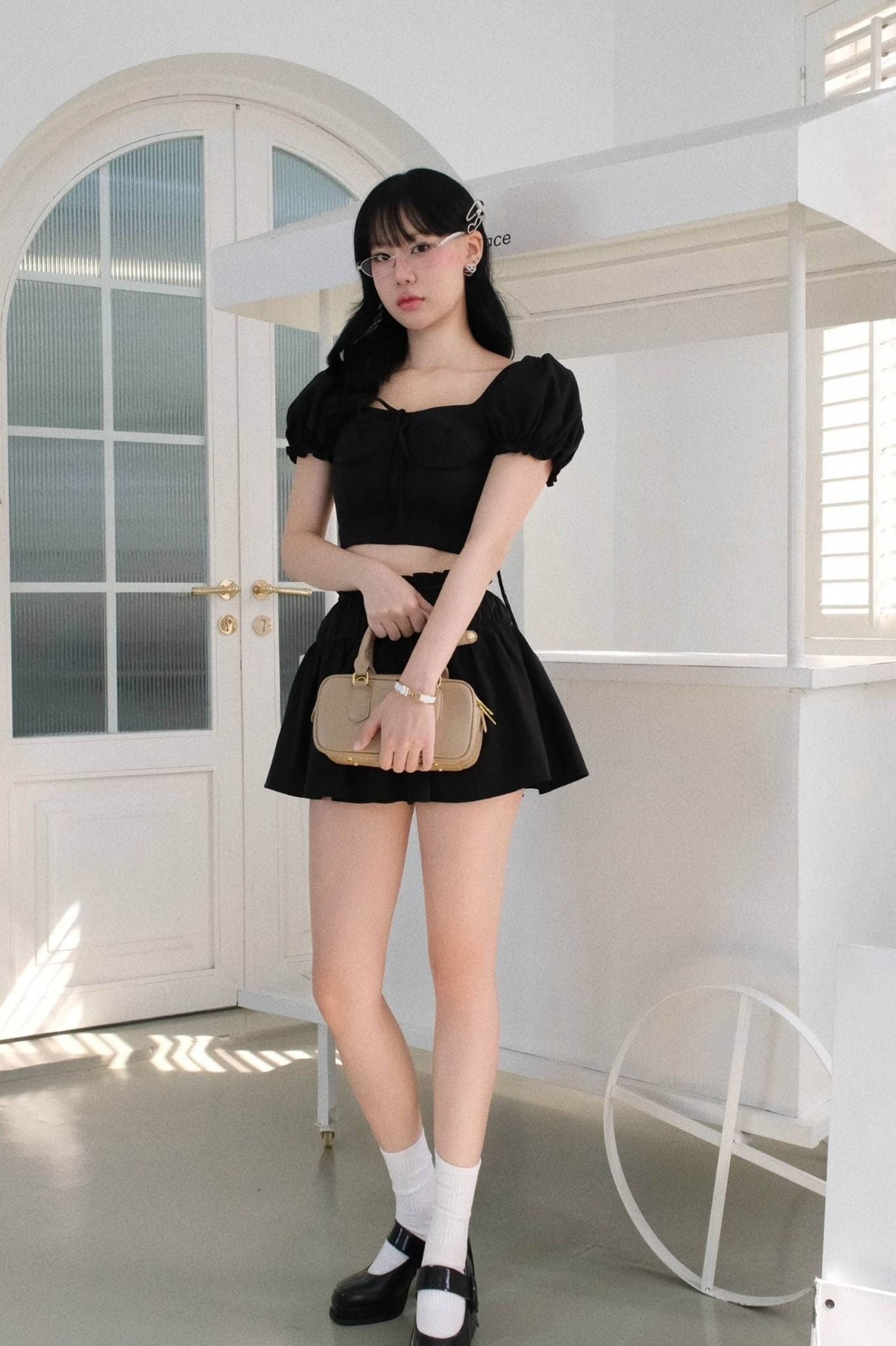 Set Pumpsleeve Top Short Skirt