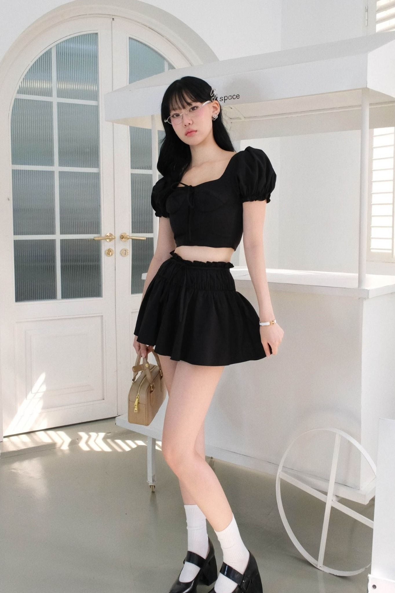 Set Pumpsleeve Top Short Skirt