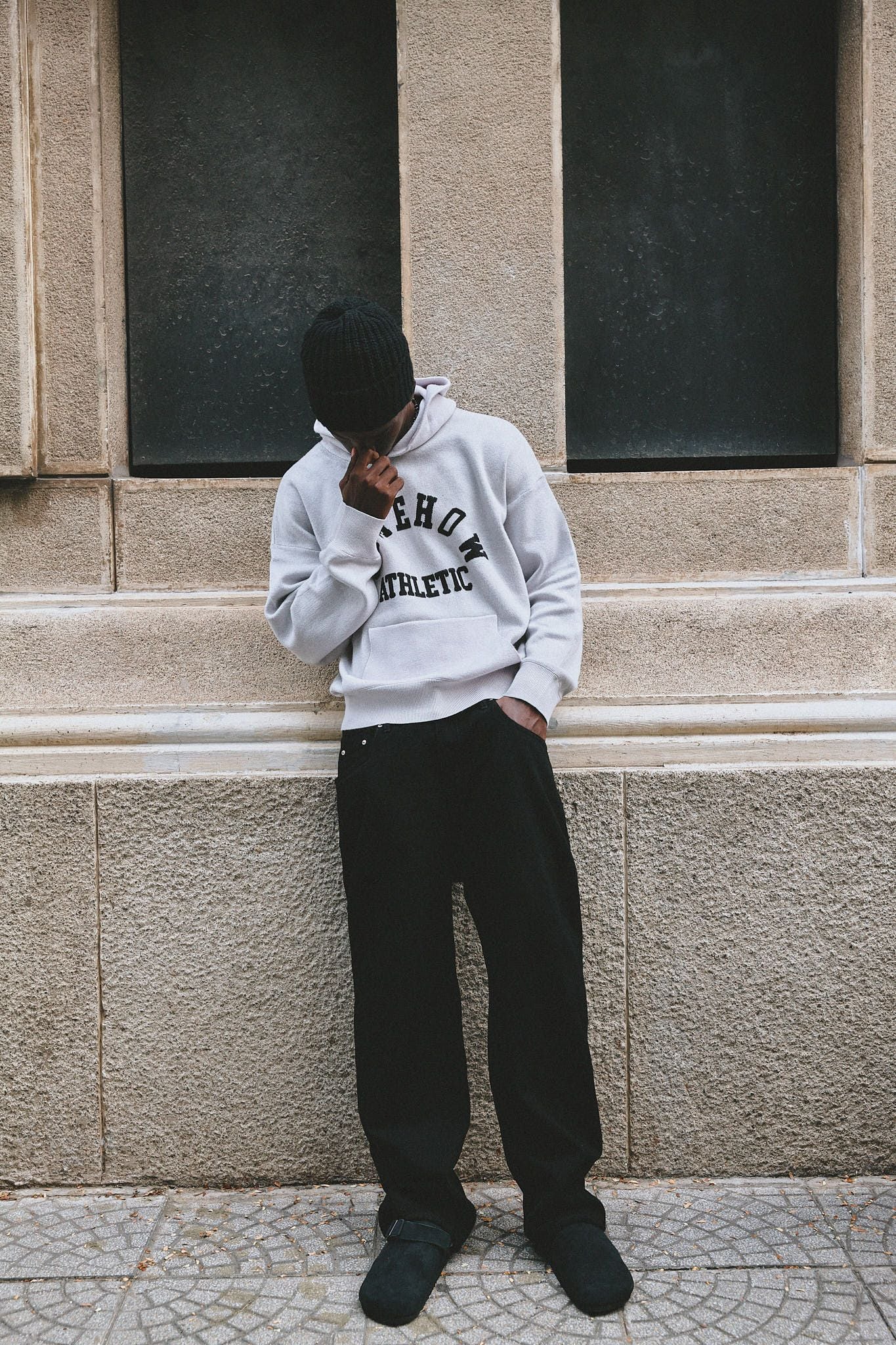  Áo Hoodie Knit Athletic Black Grey 