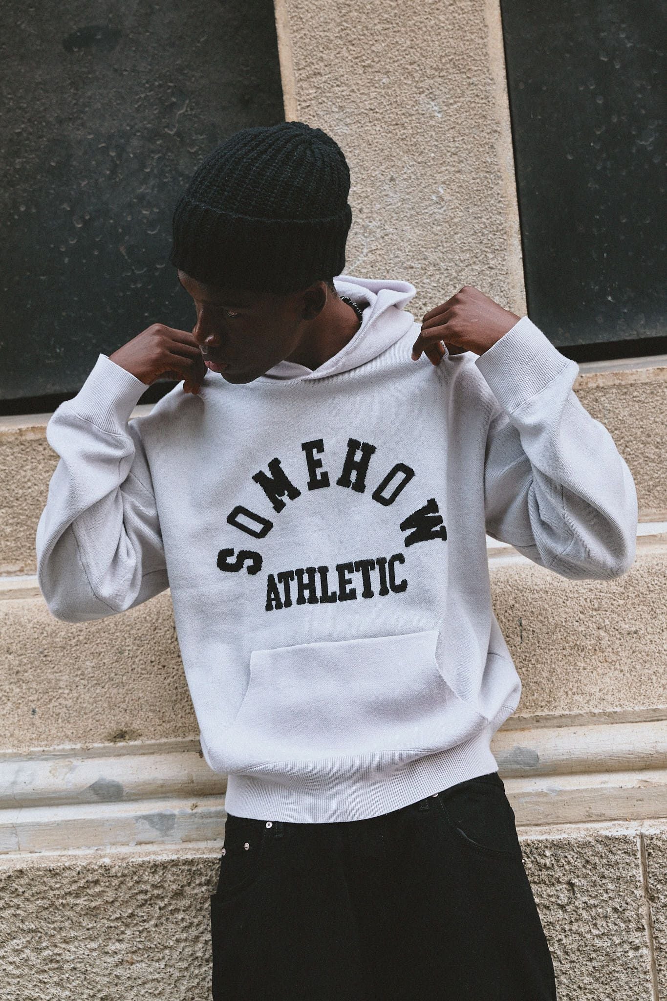  Áo Hoodie Knit Athletic Black Grey 