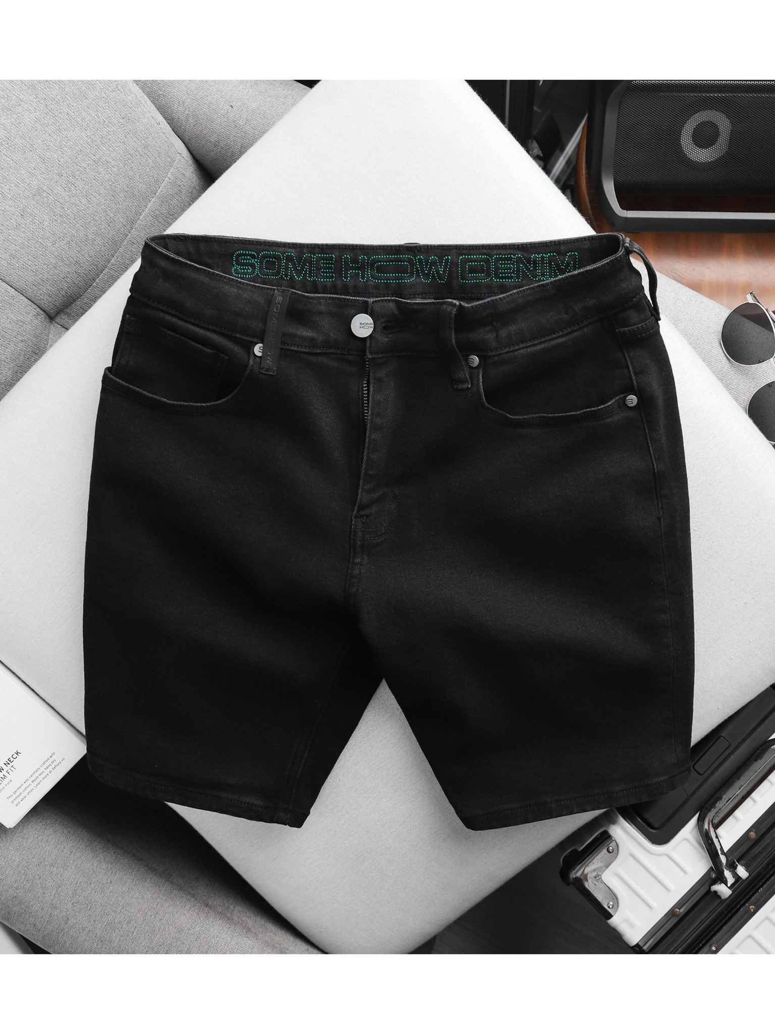 Quần Short Jean Slimfit Base Black