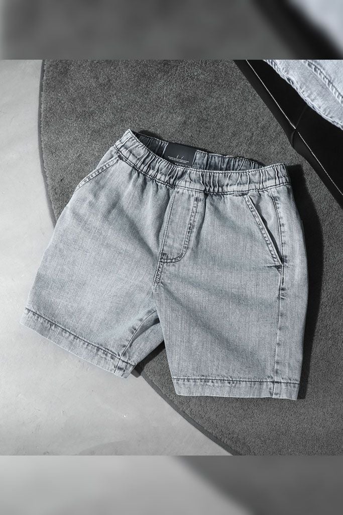 Set Shirt Short Denim Stand Col