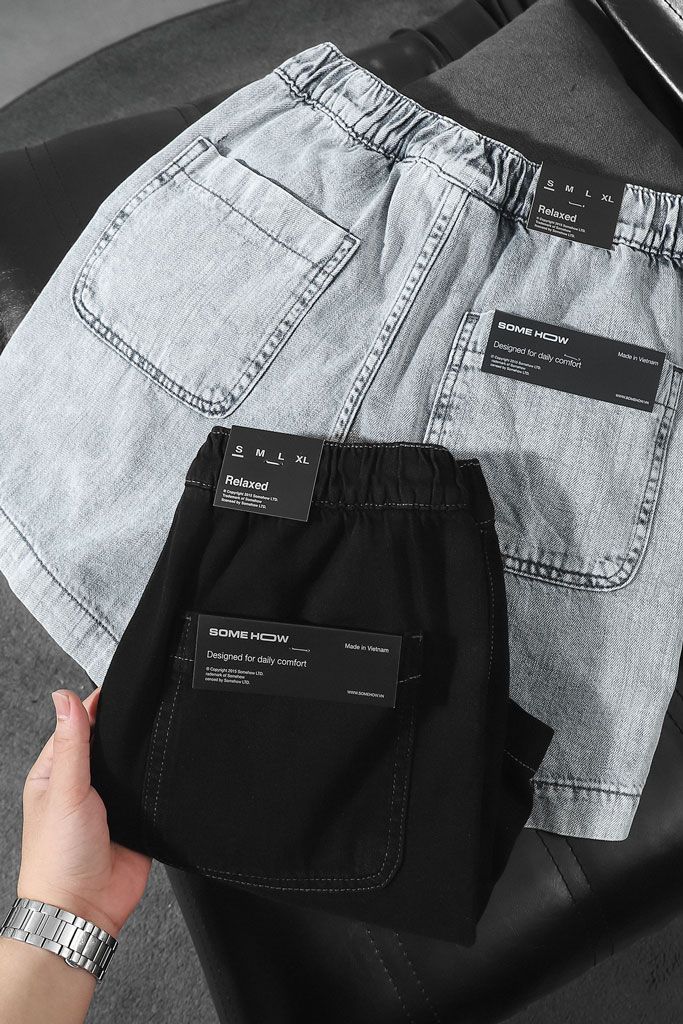 Set Shirt Short Denim Stand Col