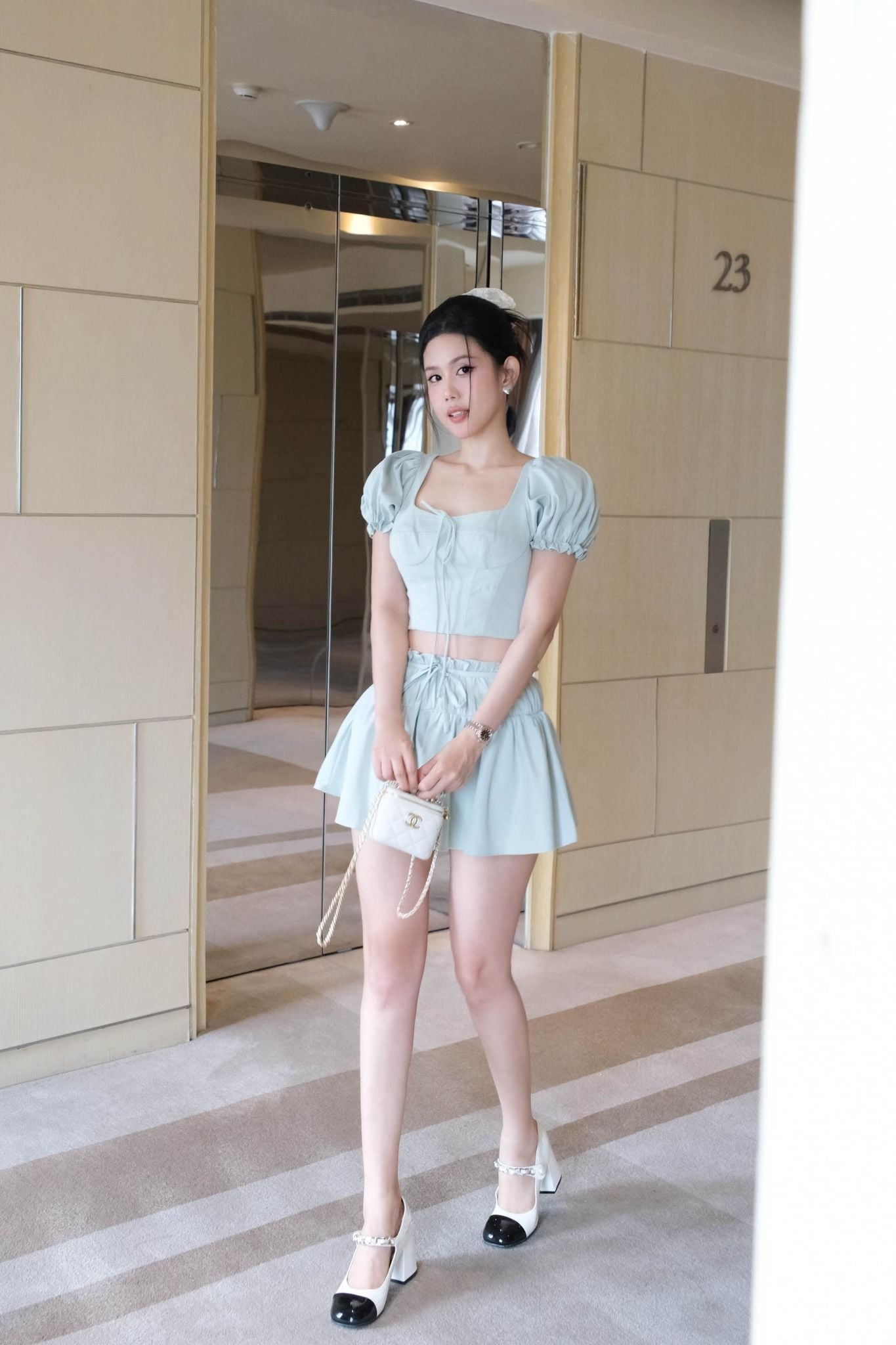 Set Pumpsleeve Top Short Skirt