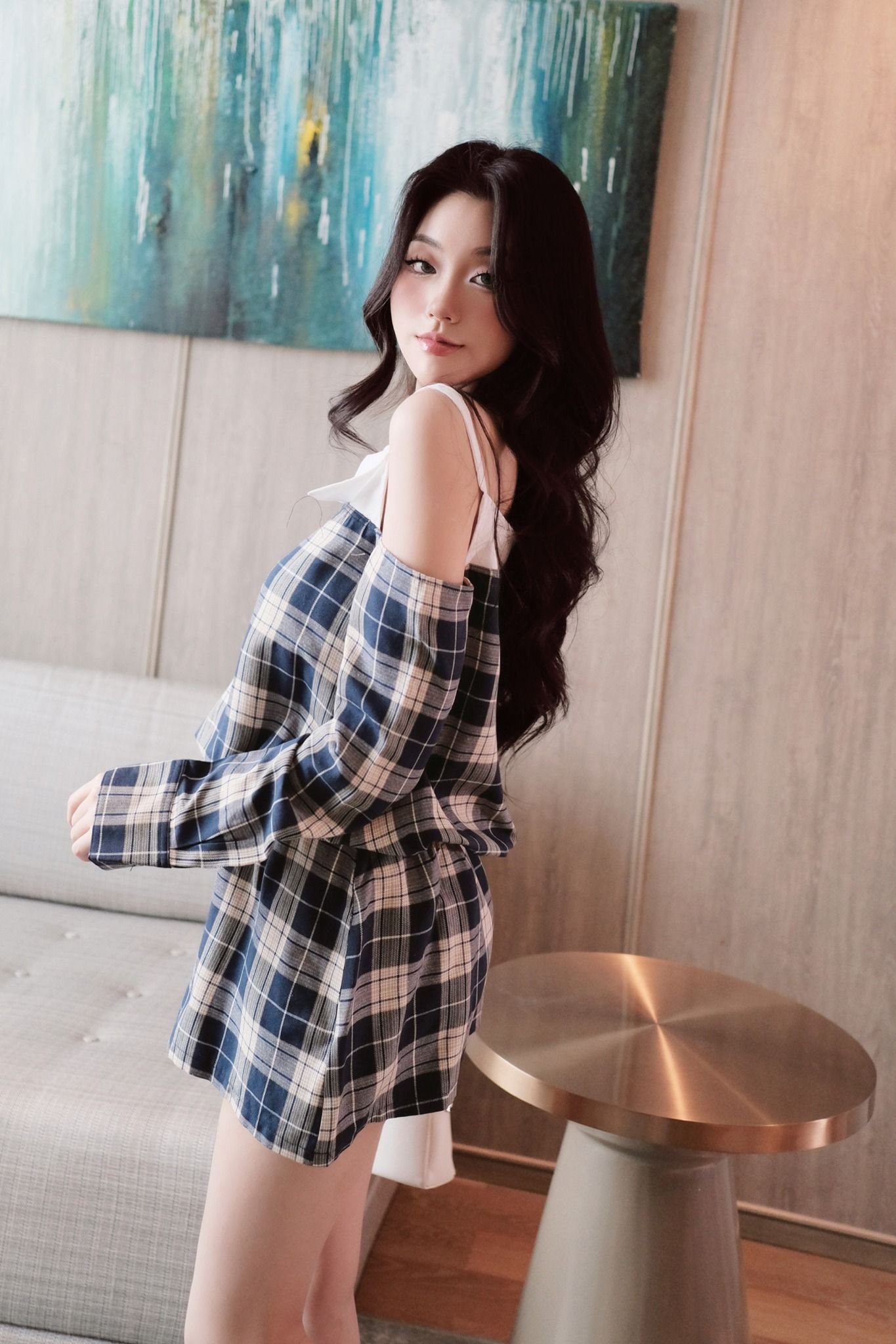 Đầm Ngắn The Checked Bowtie