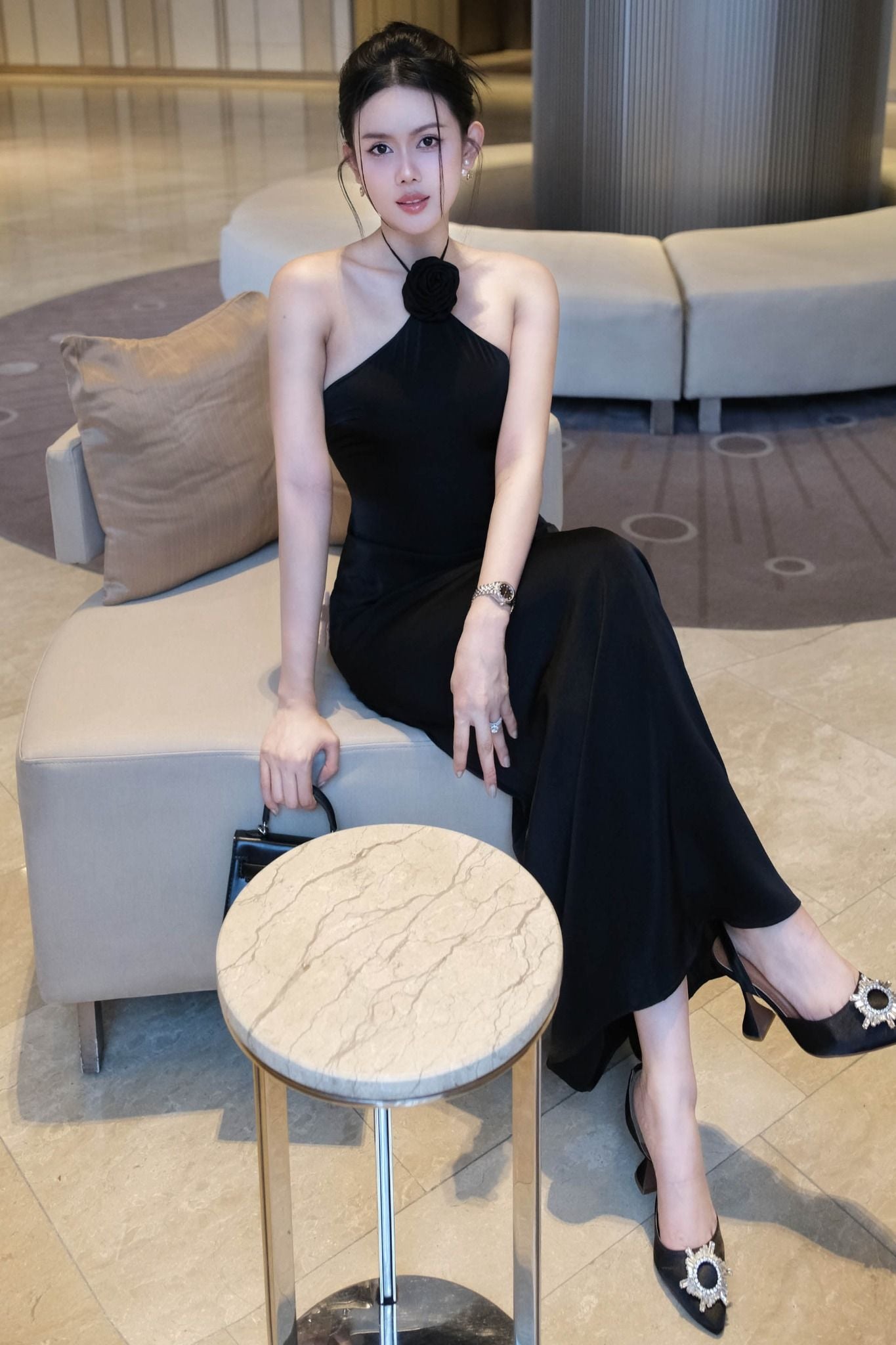 Đầm Dài Halter Latin Cord