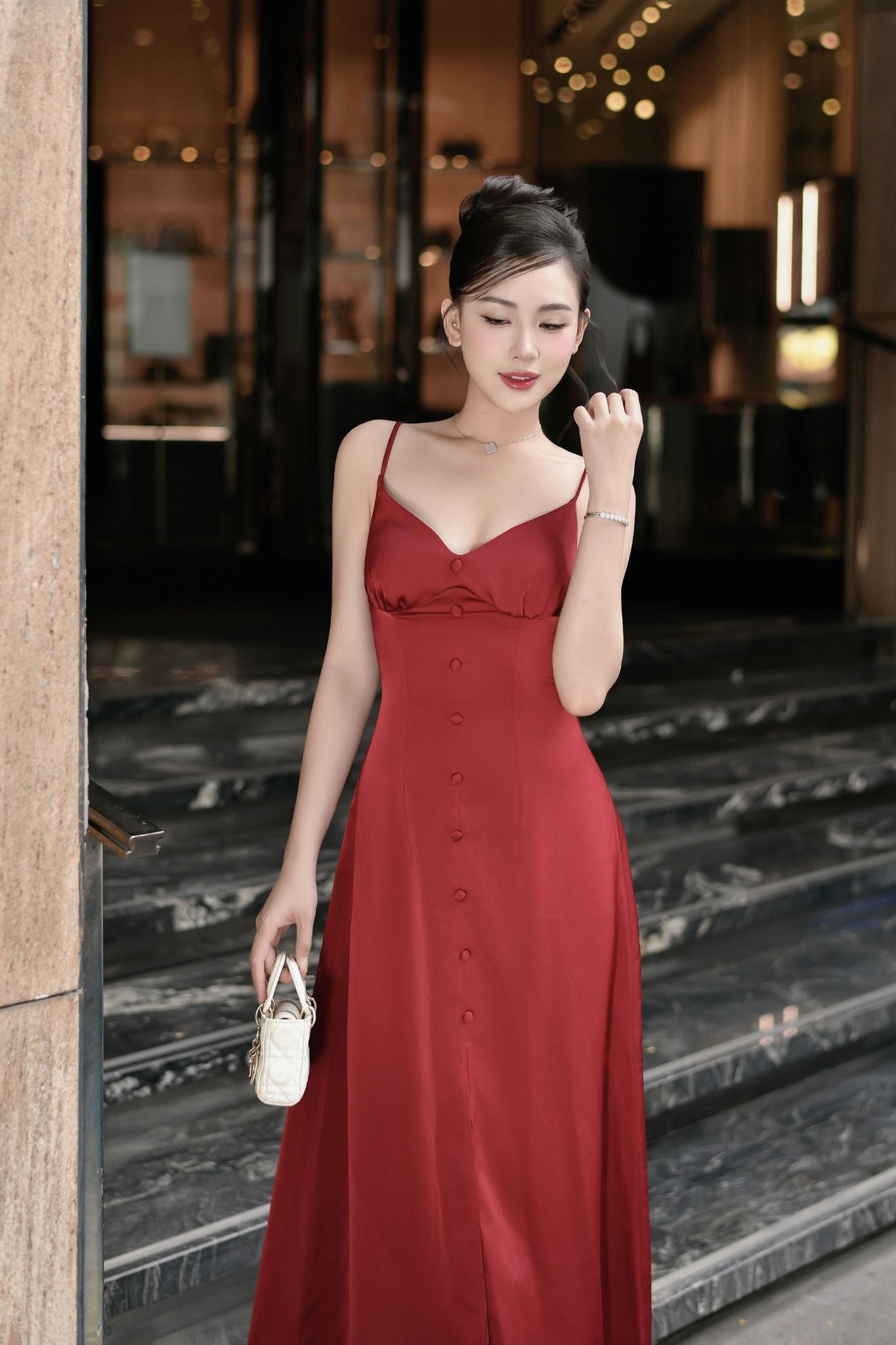 Đầm Dài Silky Buttons