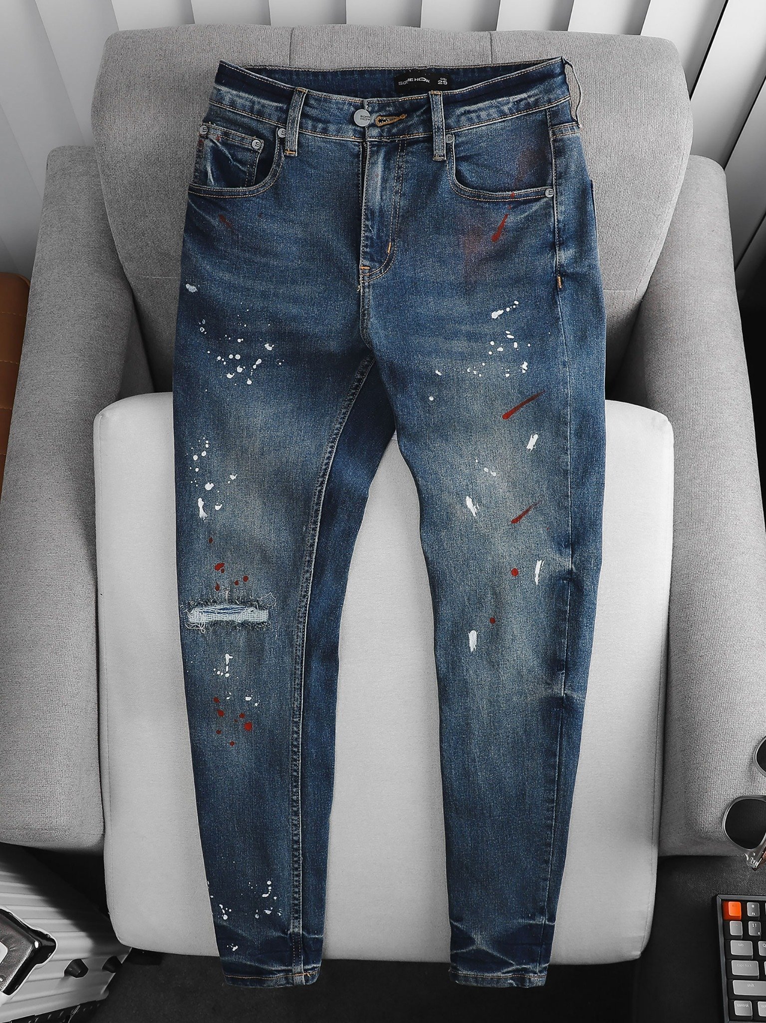 Quần Jean Skinny Paint Splash Cut