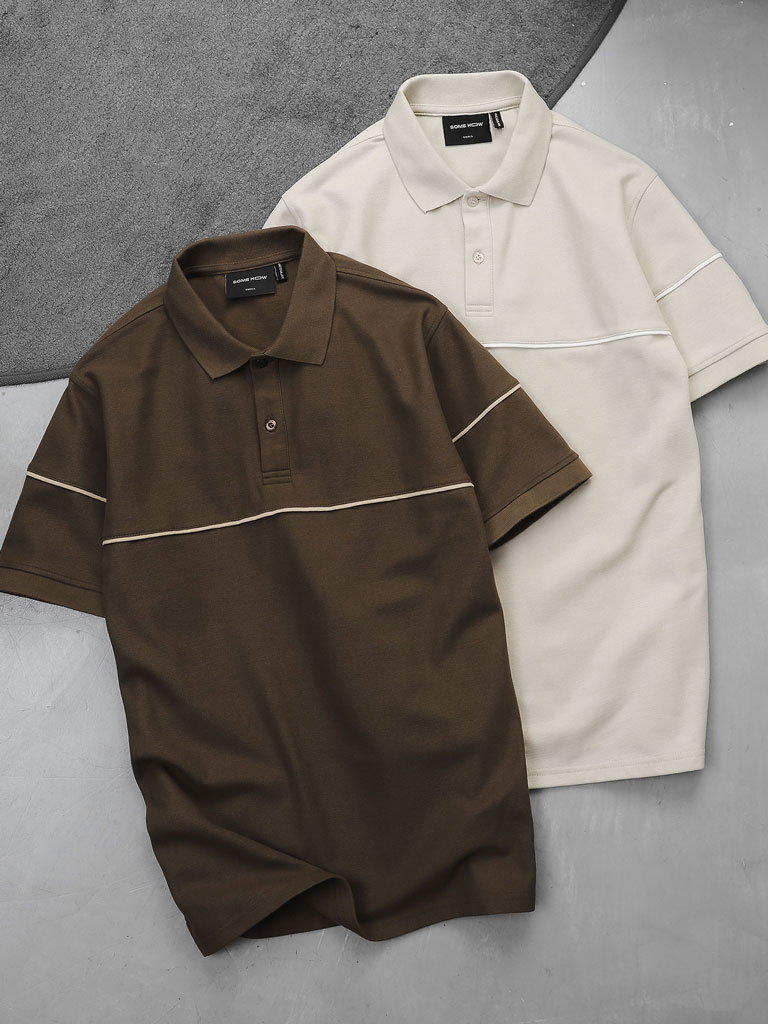 Áo Polo U Line Beige Brown BTW