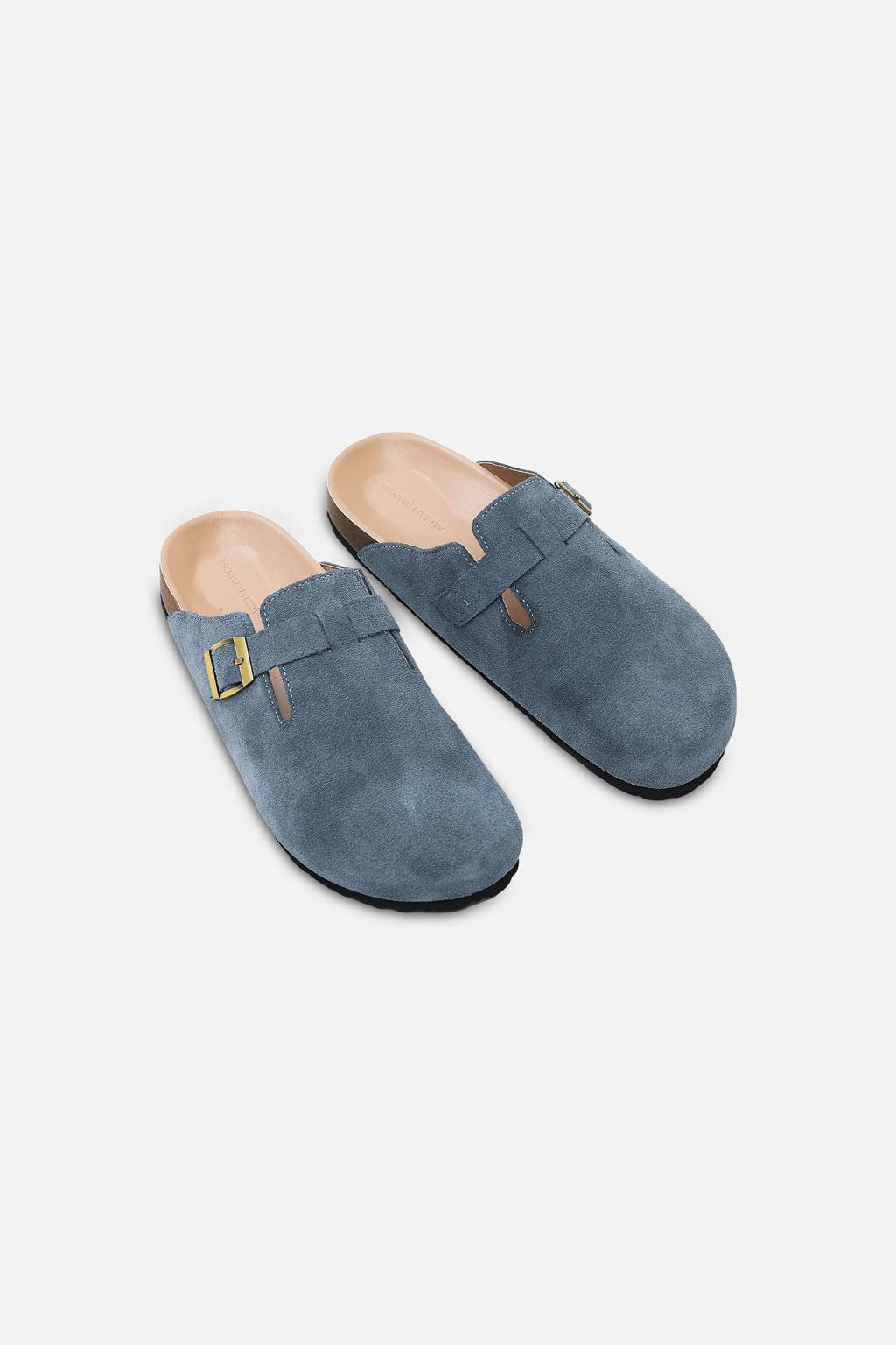 Dép Suede Clogs Mules Slate Blue