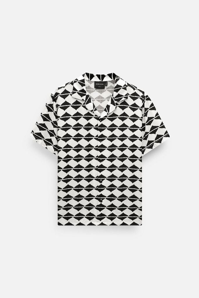  Áo Sơ Mi Cuban Black Block Pattern 