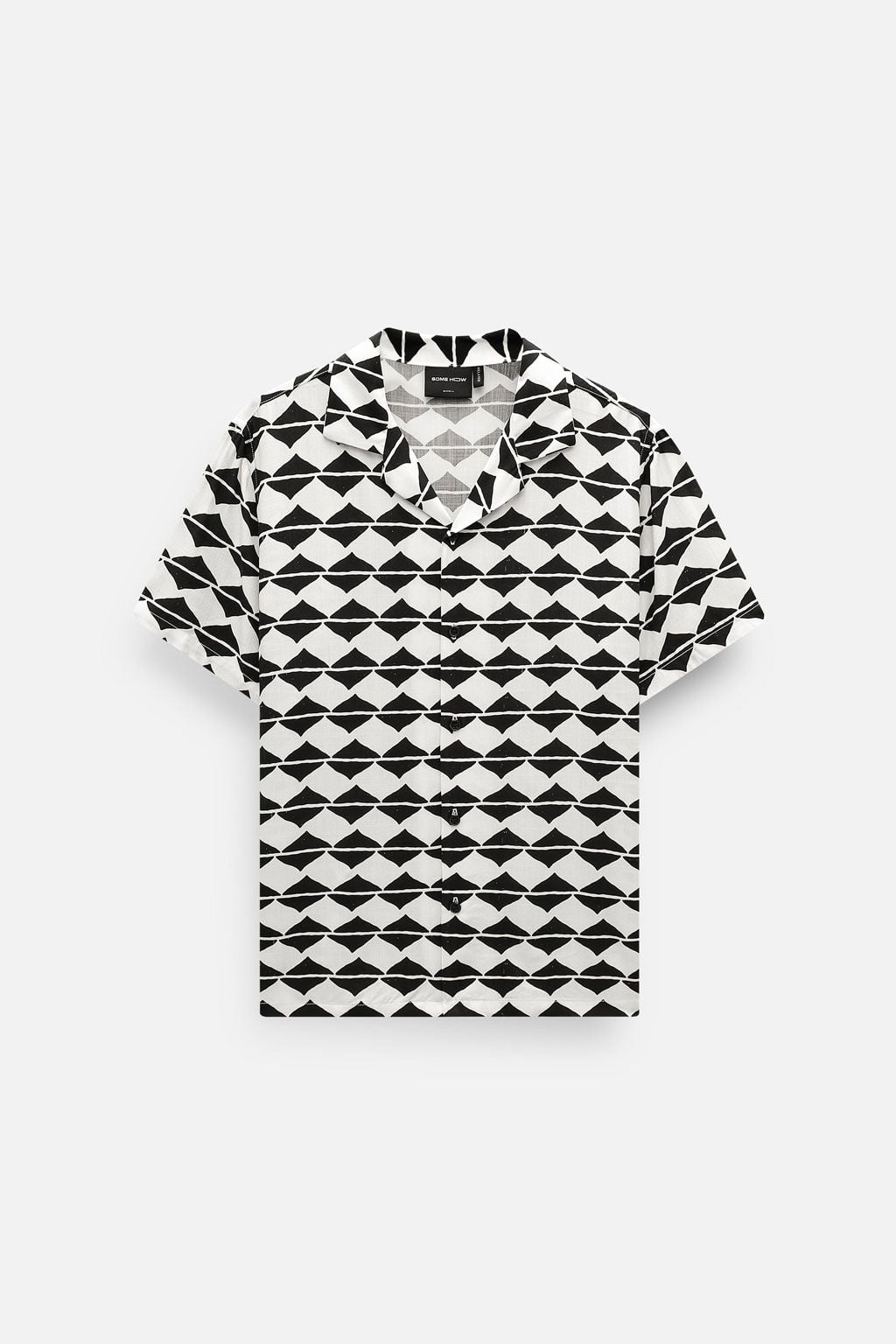 Áo Sơ Mi Cuban Black Block Pattern