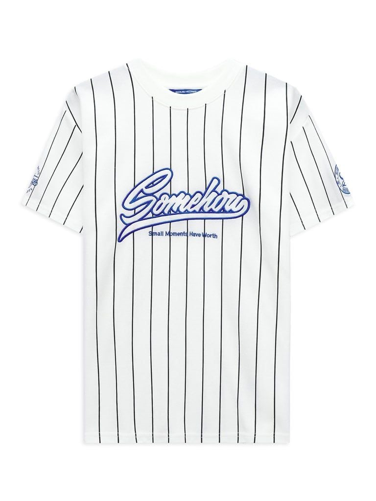 Áo Thun Baseball Stripes Blue White