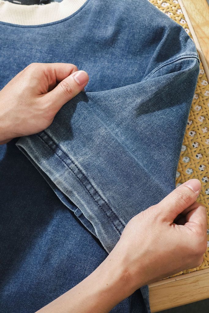 Áo Thun Boxy Denim Beige Round