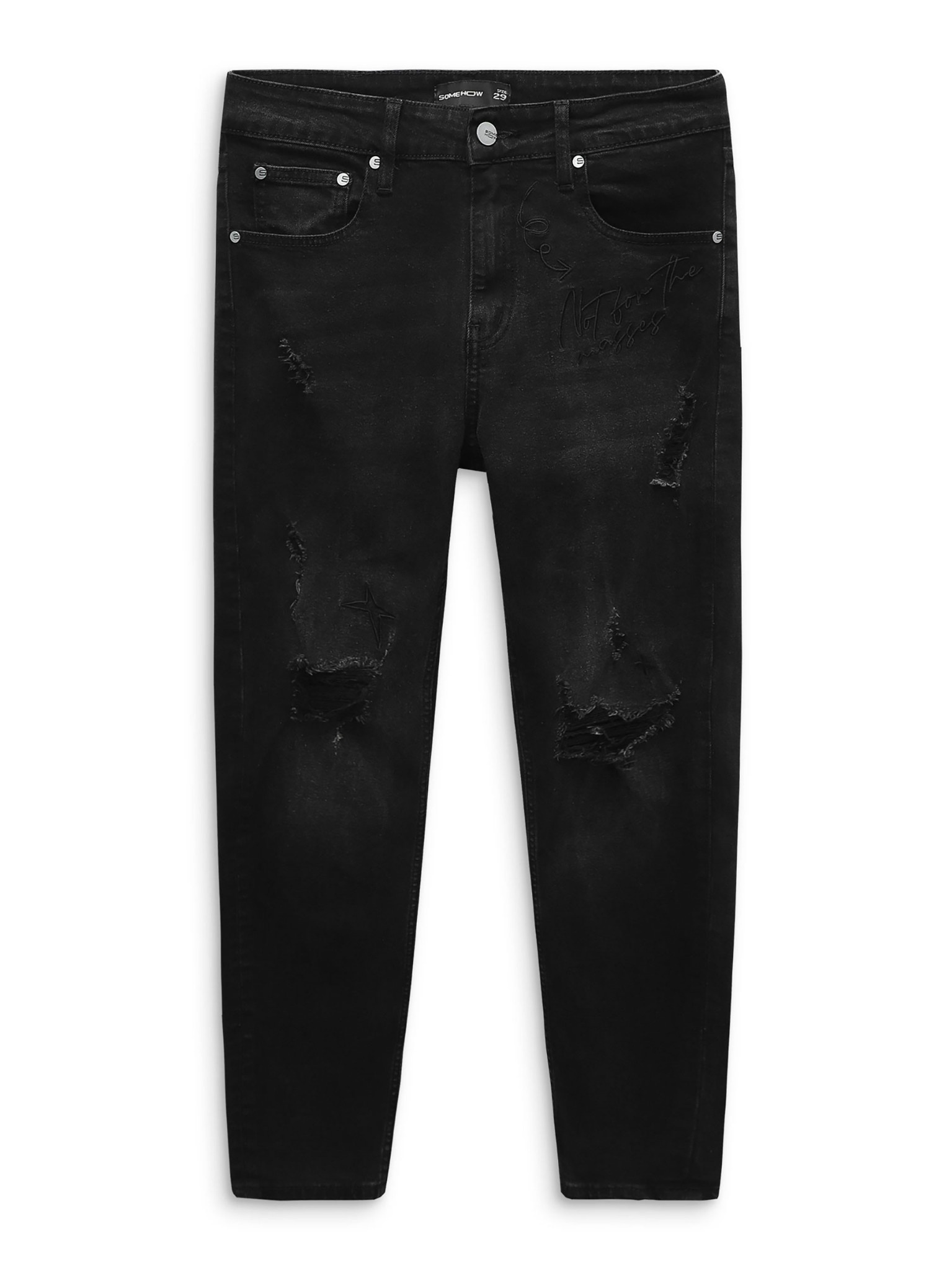 Quần Jean Skinny Word Details Black