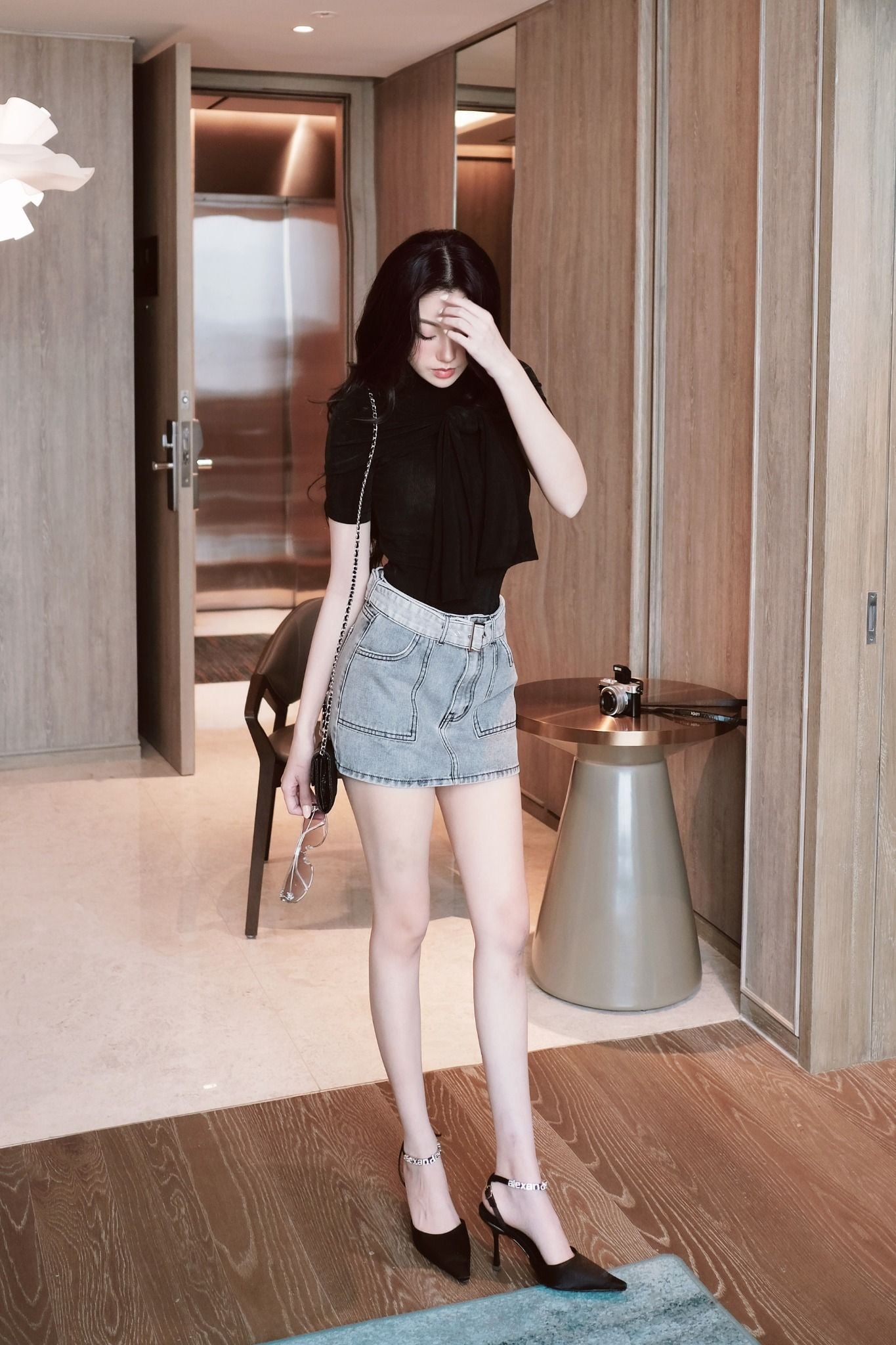 Chân Váy Ngắn Denim Thick Belt