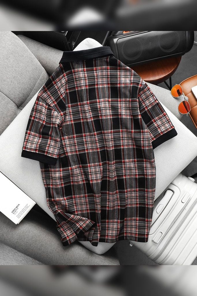 Áo Polo Black Red Checked Mix