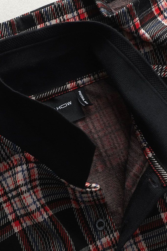 Áo Polo Black Red Checked Mix