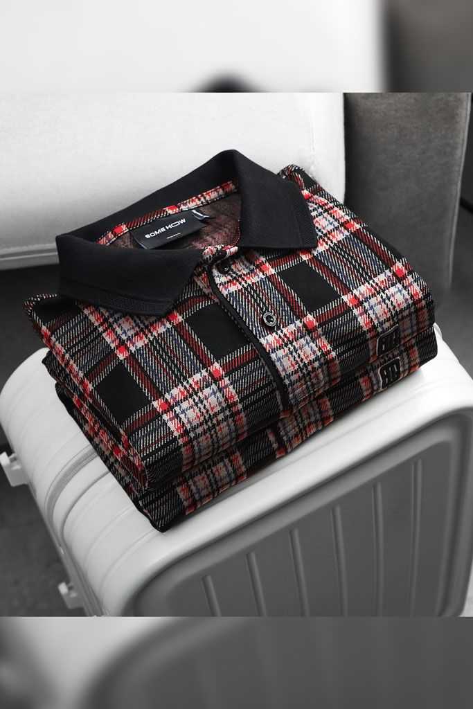 Áo Polo Black Red Checked Mix