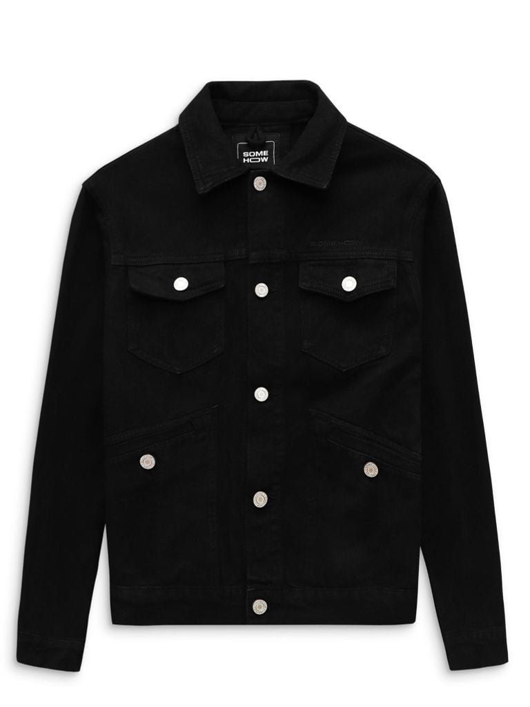  Áo Khoác Denim Trucker Black Brown 