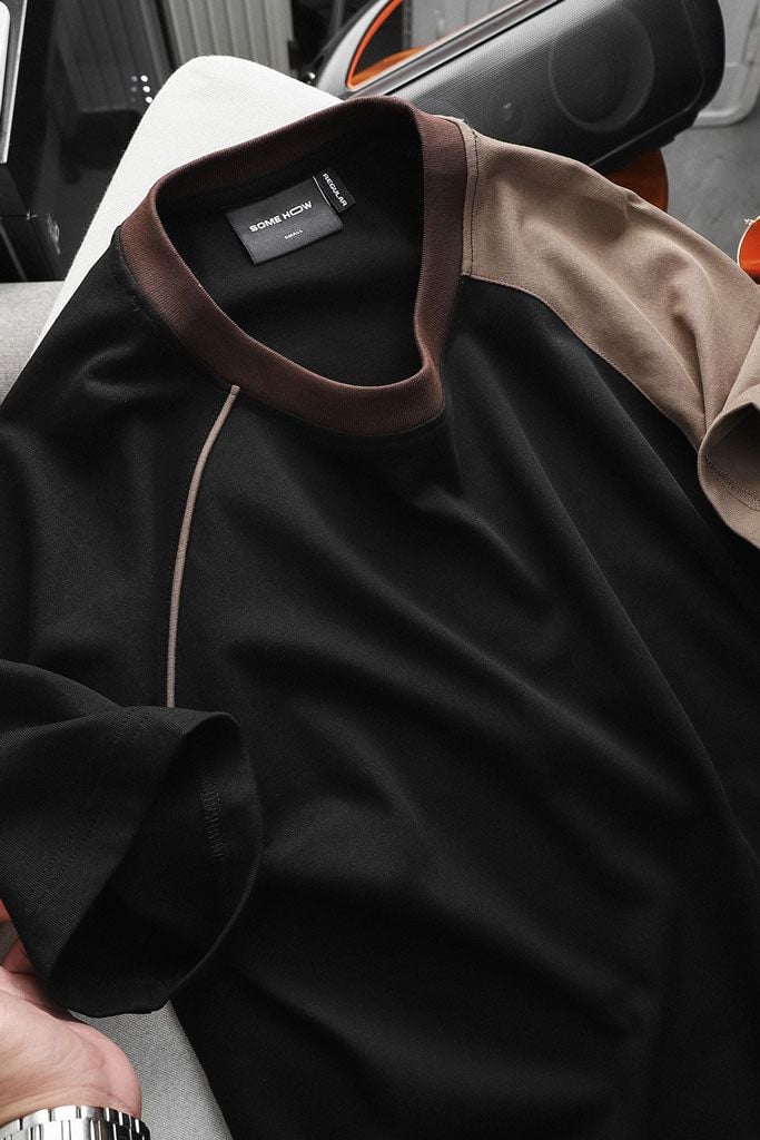 Set T-shirt Short Black Brown Sleeve