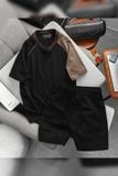 Set T-shirt Short Black Brown Sleeve