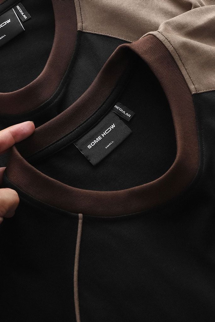 Set T-shirt Short Black Brown Sleeve