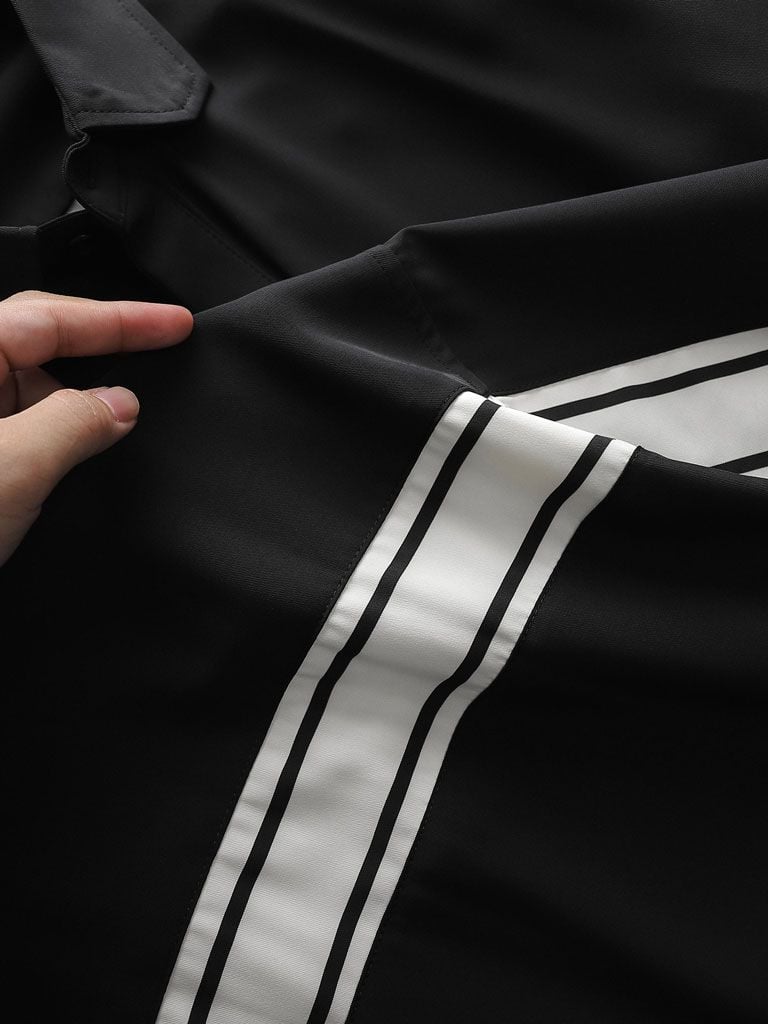 Áo Sơ Mi Back Thickline Black Brown BTW