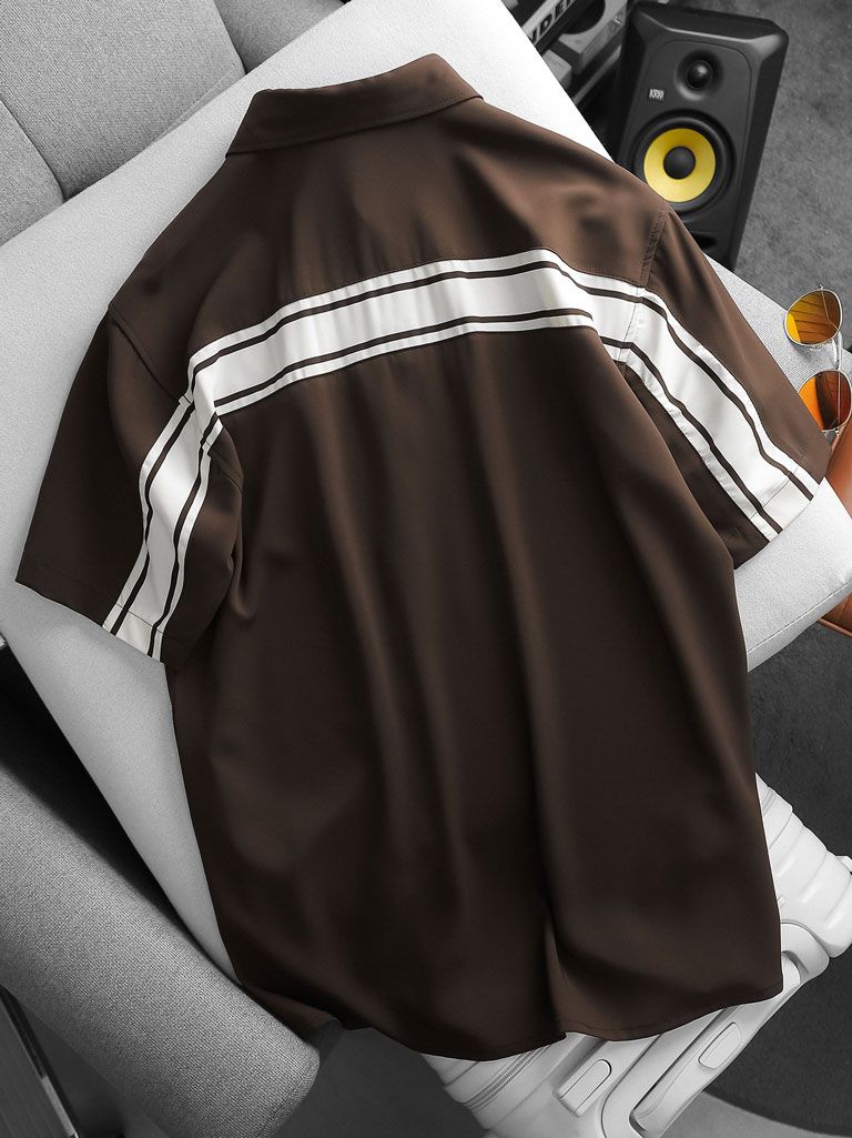 Áo Sơ Mi Back Thickline Black Brown BTW