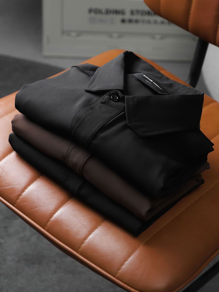 Áo Sơ Mi Back Thickline Black Brown BTW