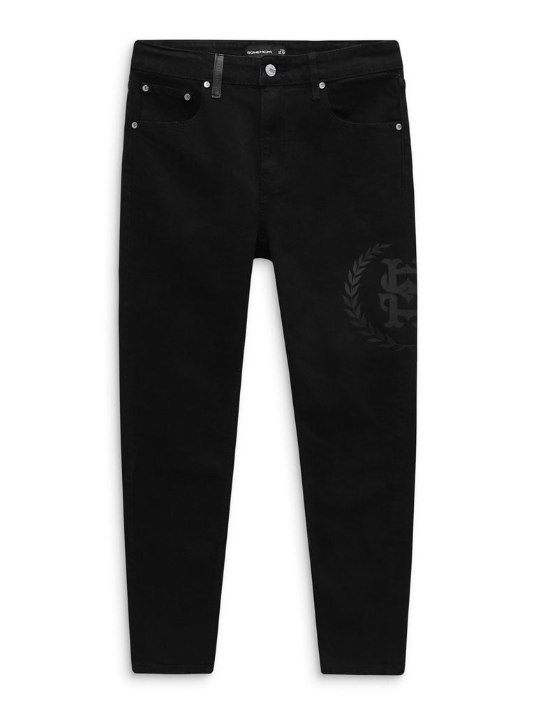 Quần Jean Skinny Leather Back Pocket Black