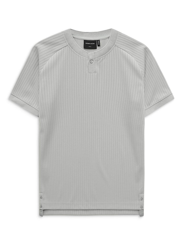 Áo Thun Henley Slim White Gray Cream