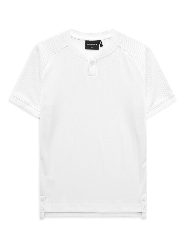 Áo Thun Henley Slim White Gray Cream