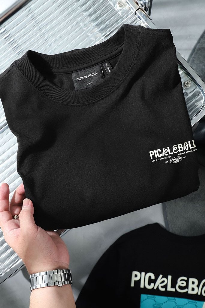 Áo Thun Pickleball Print Black
