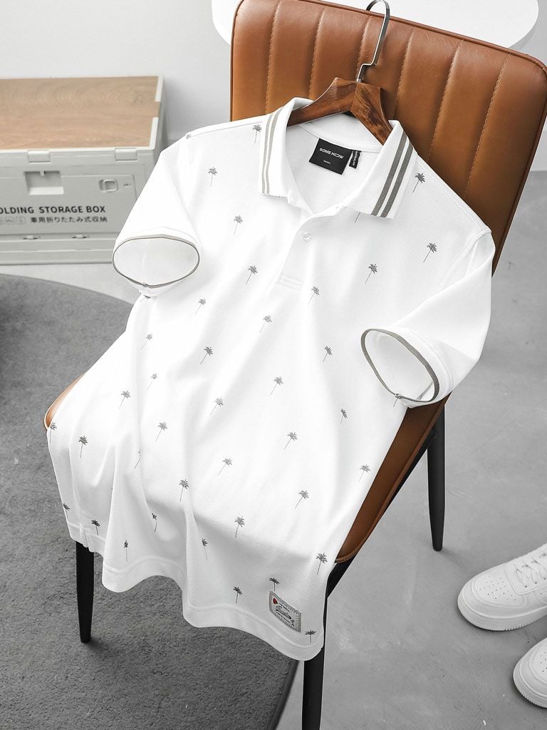Áo Polo Miniprint White Tropical