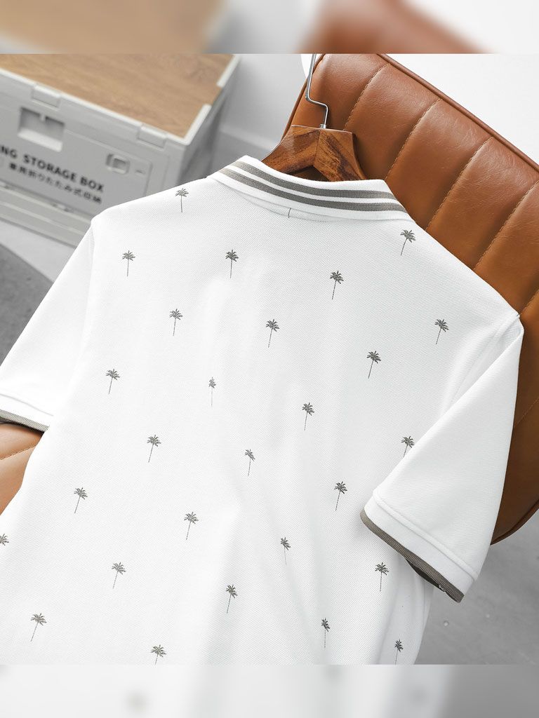 Áo Polo Miniprint White Tropical