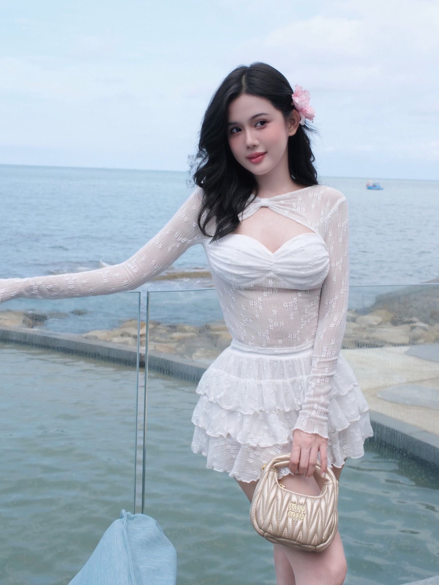 Set Girly Long Sleeves Floral Lacenet